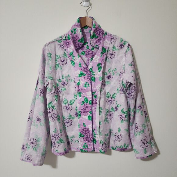 Cozee Corner Womens 100% Cotton Printed Flannel Pajama Set Purple Floral Size SP - Picture 4 of 11